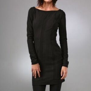 Diane Von Furstenberg Carita Black Wool Blend Dress Long Sleeve Size 0 DVF